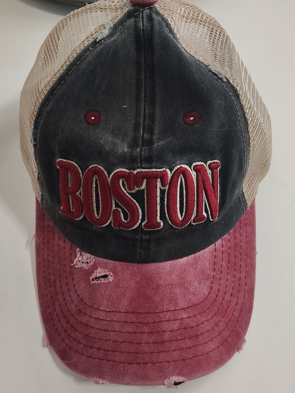 Boston Distressed Two-Tone Trucker Cap